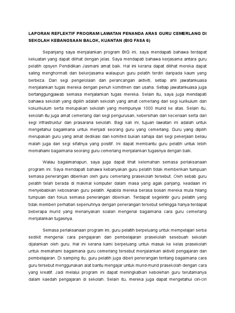 Laporan Reflektif Big Fasa 6