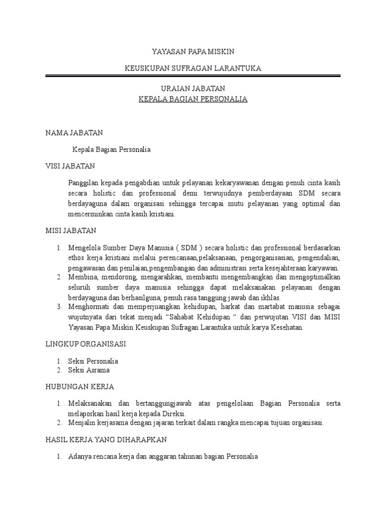Utw Kepala Bagian Personalia | PDF