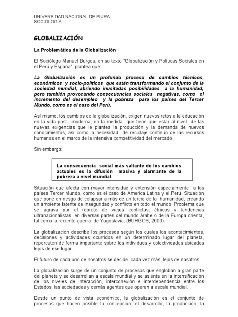 Impacto de la Globalización en Perú | PDF | Globalización | Desempleo