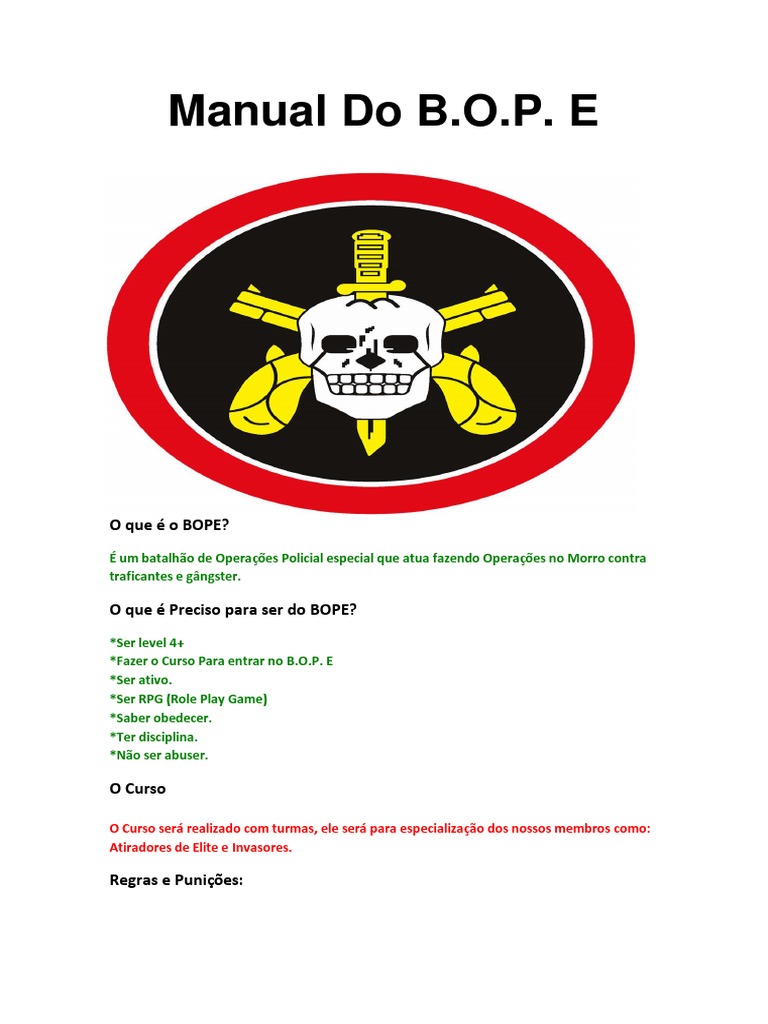 Manual Do Bope Pdf Segurança Nacional Militar