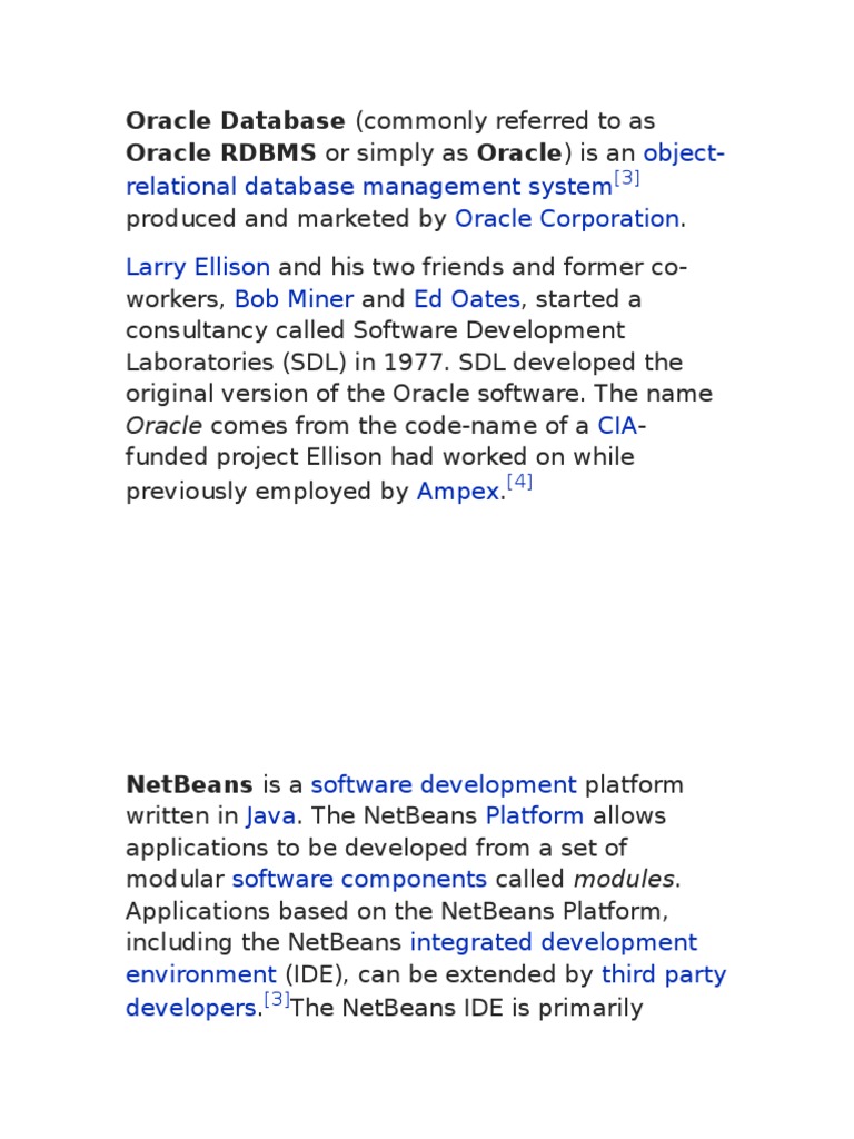 Bob Miner: Oracle Co-Founder Insights | PDF | Net Beans | Applications ...
