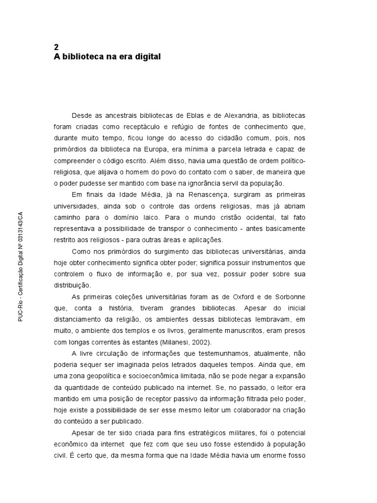 A Biblioteca na Era Digital | PDF | Bibliotecas | Biblioteca digital