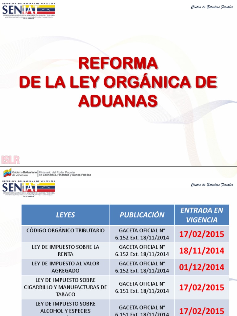 Reforma Ley Orgánica de Aduanas 2014 | PDF | aduana | Arancel
