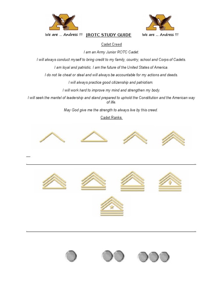 JROTC Cadet Ranks and Responsibilities Guide | PDF | Military | Armed ...