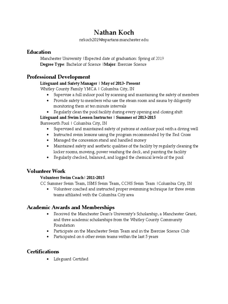 exercise-science-resume-pdf