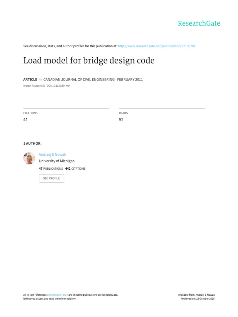 Bridge Load Model Development | PDF | Structural Load | Mean