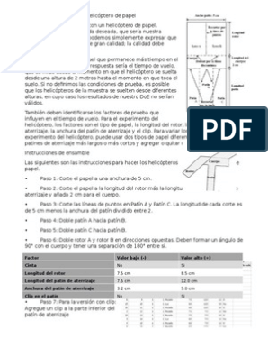 Diseño de Un Helicoptero de Papel | PDF