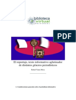 El Reportaje, Texto Informativo Aglutinador de Distintos Géneros Periodísticos