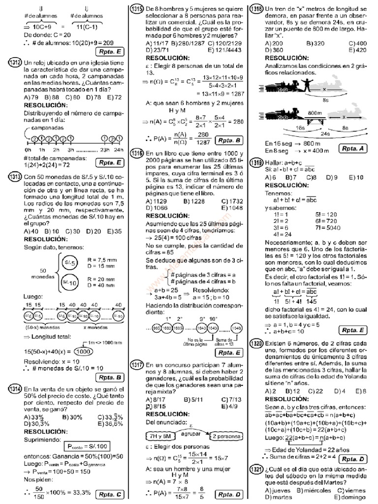 Razonamiento Matematico 100 Problemas Resueltos Libro PDF Descarga ...