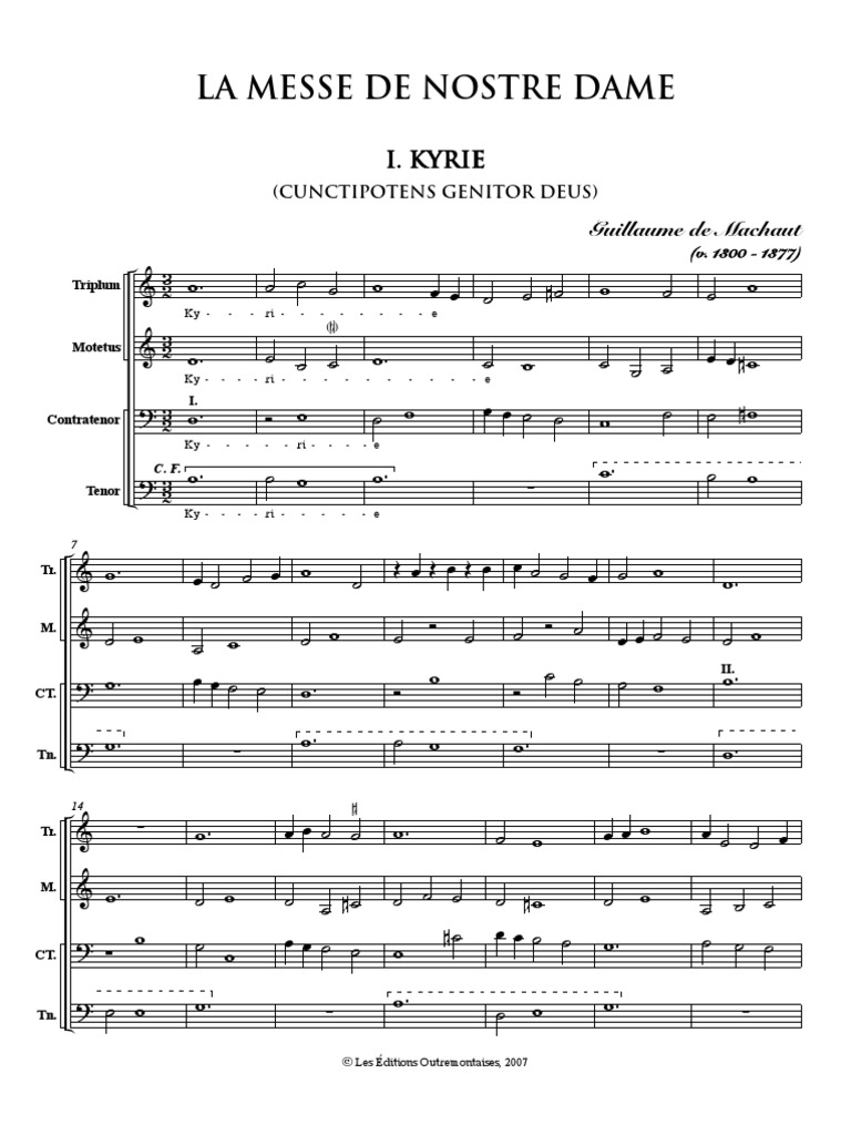 1300 Machaut Mass 01 Kyrie Musique Pour Chorale Compositions Pour Chorale