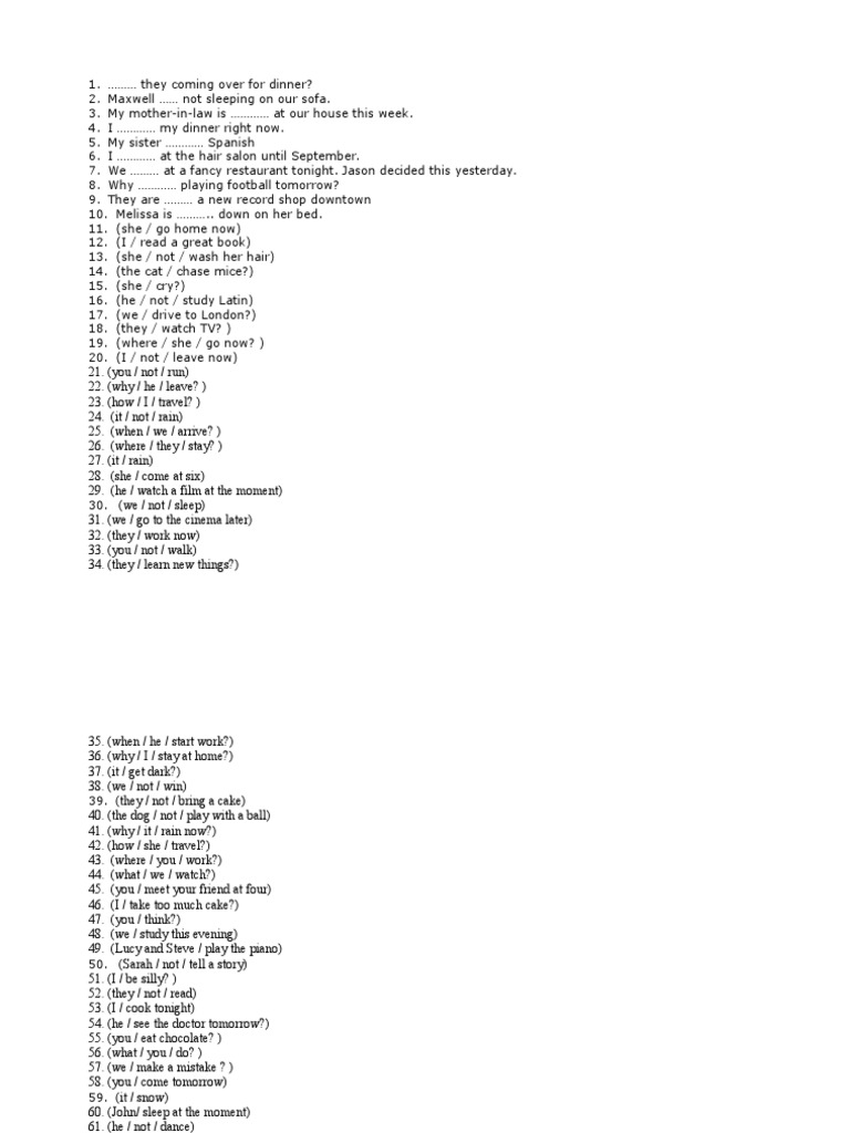 Soal Present Continuous Tense