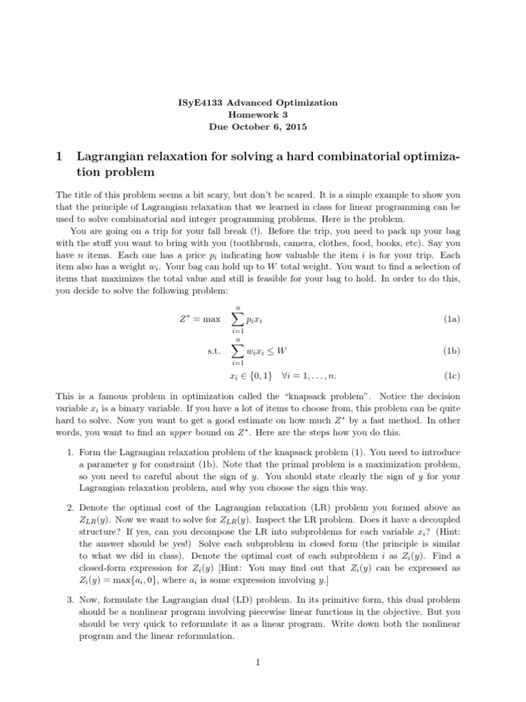 Advanced Optimization | PDF | Linear Programming | Mathematical ...