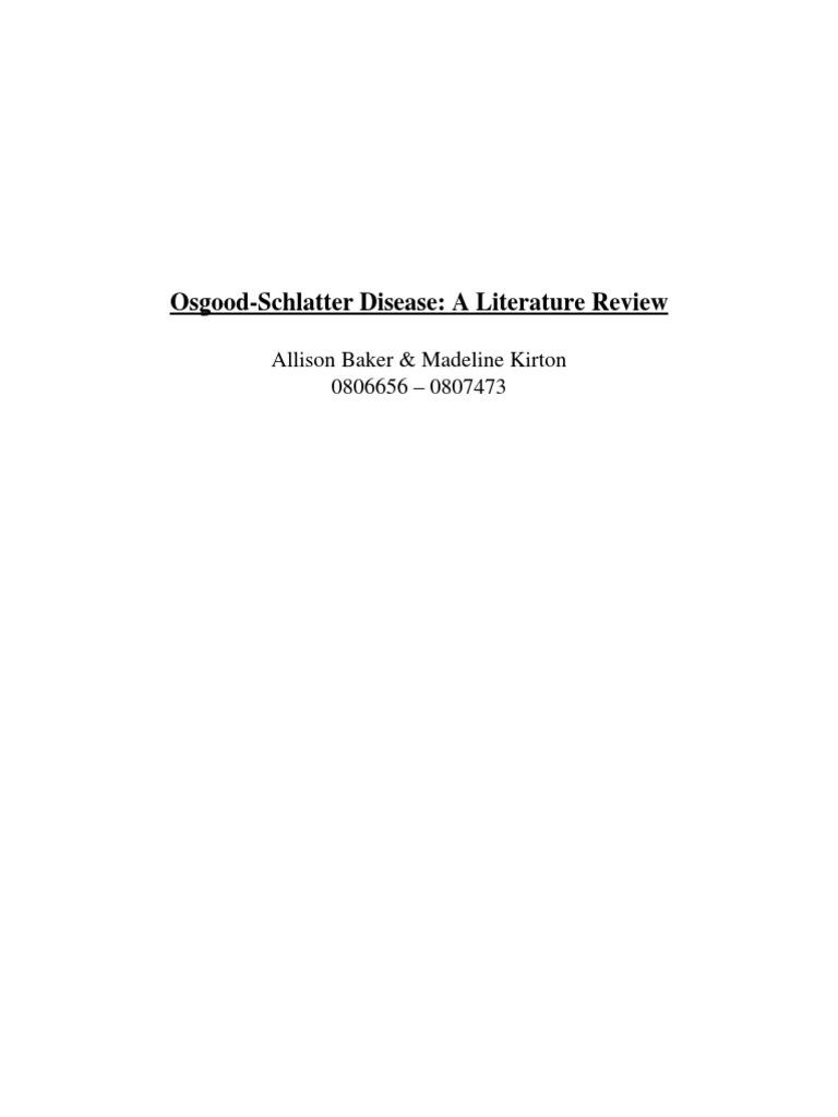 Osgood-Schlatter Disease Review | PDF | Musculoskeletal System | Health ...