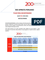 Resumen Del Plan Peru Bicentenario - APRA