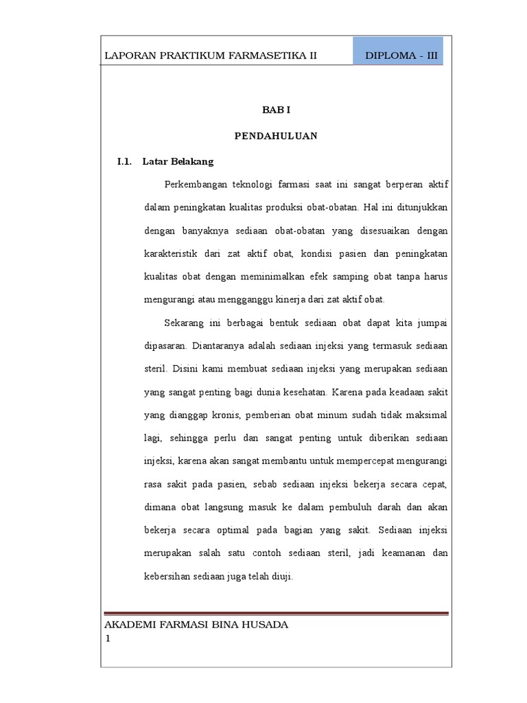 Laporan farmasetika sediaan steril Jurnal Vial
