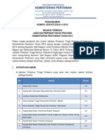 Seleksi Terbuka Jabatan Pimpinan Tinggi Pratama Kementerian Pertanian Tahun 2015