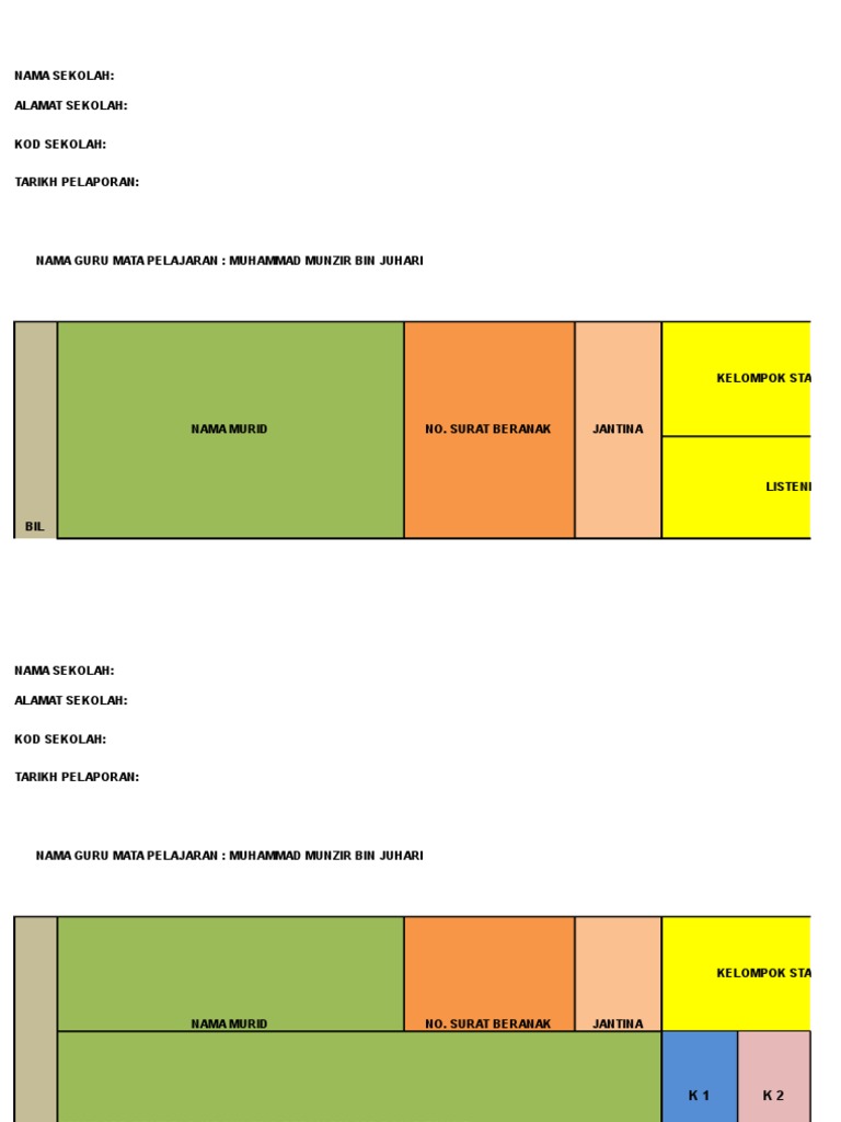 Template Offline BI Bahasa Inggeris Pelaporan Tahun 4  PDF 