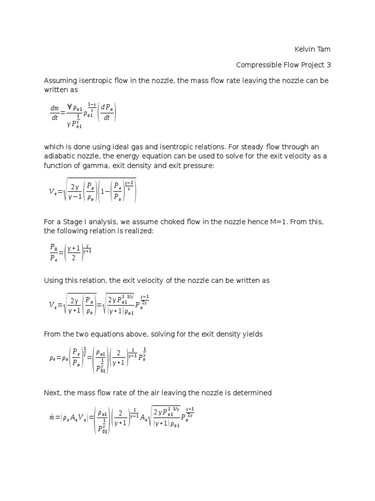 Isentropic Nozzle Flow Analysis | PDF