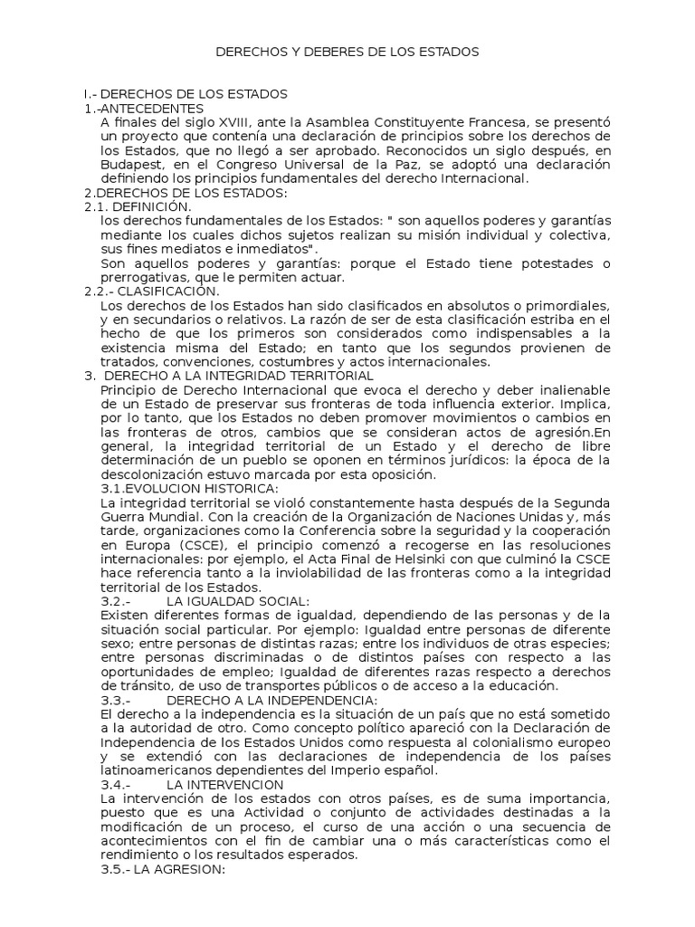Derechos y Deberes de Los Estados | PDF | Derechos | Estado (política)