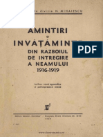 Amintiri Şi Învăţăminte Din Războiul de Întregire A Neamului 1916-1919 PDF