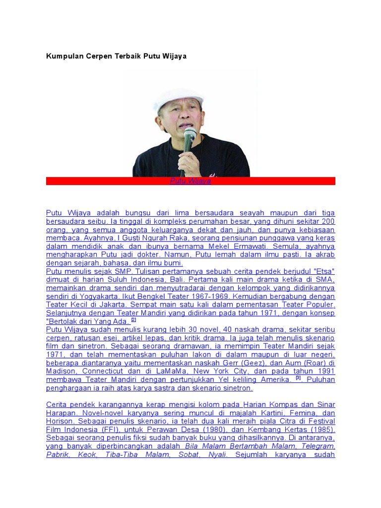 Kumpulan Cerpen Terbaik Putu Wijaya Pdf