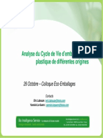 Analyse Du Cycle de Vie D Emballages en Plastiques de Differentes Origines 1 PDF