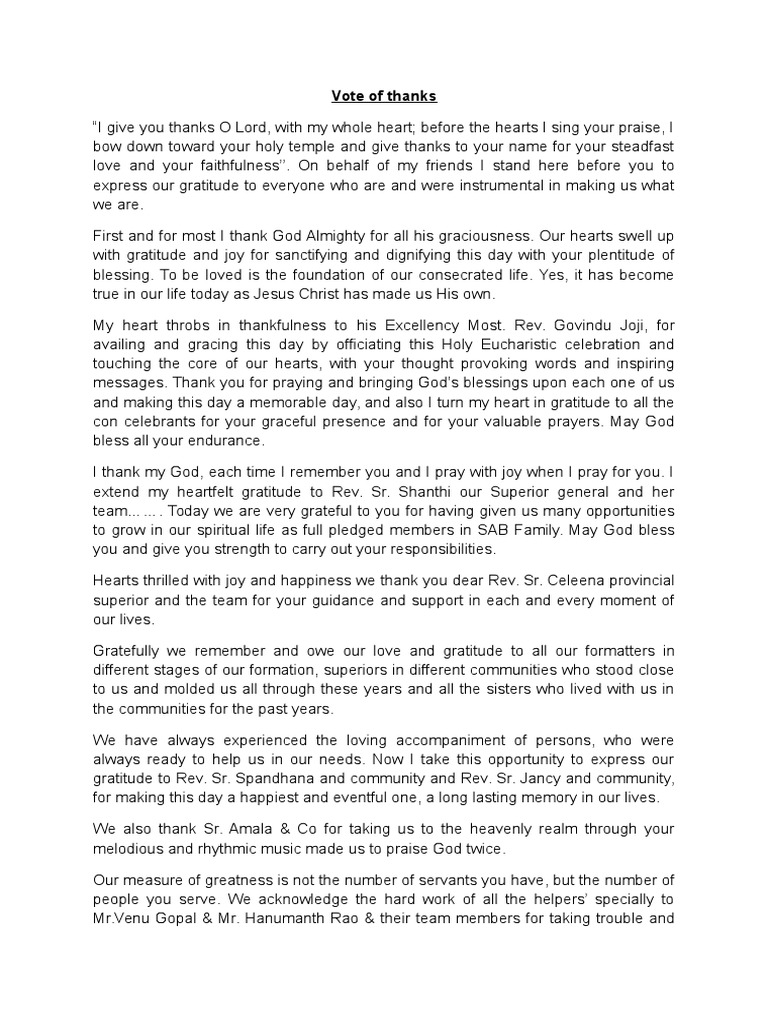 Vote Of Thanks Ocha Gratitude Blessing