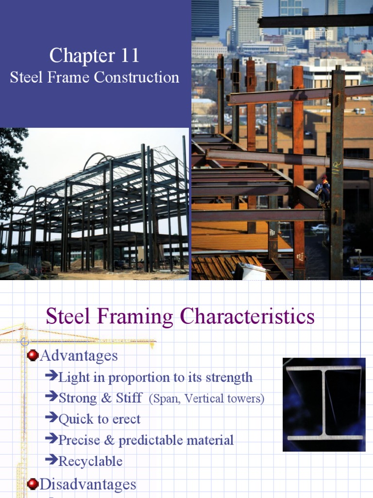 Steel Frame Construction Overview | PDF | Truss | Structural Steel