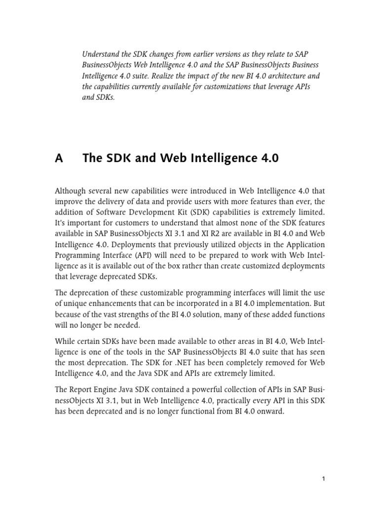 SAP BI 4.0 SDK Changes for Web Intelligence | PDF | Computers