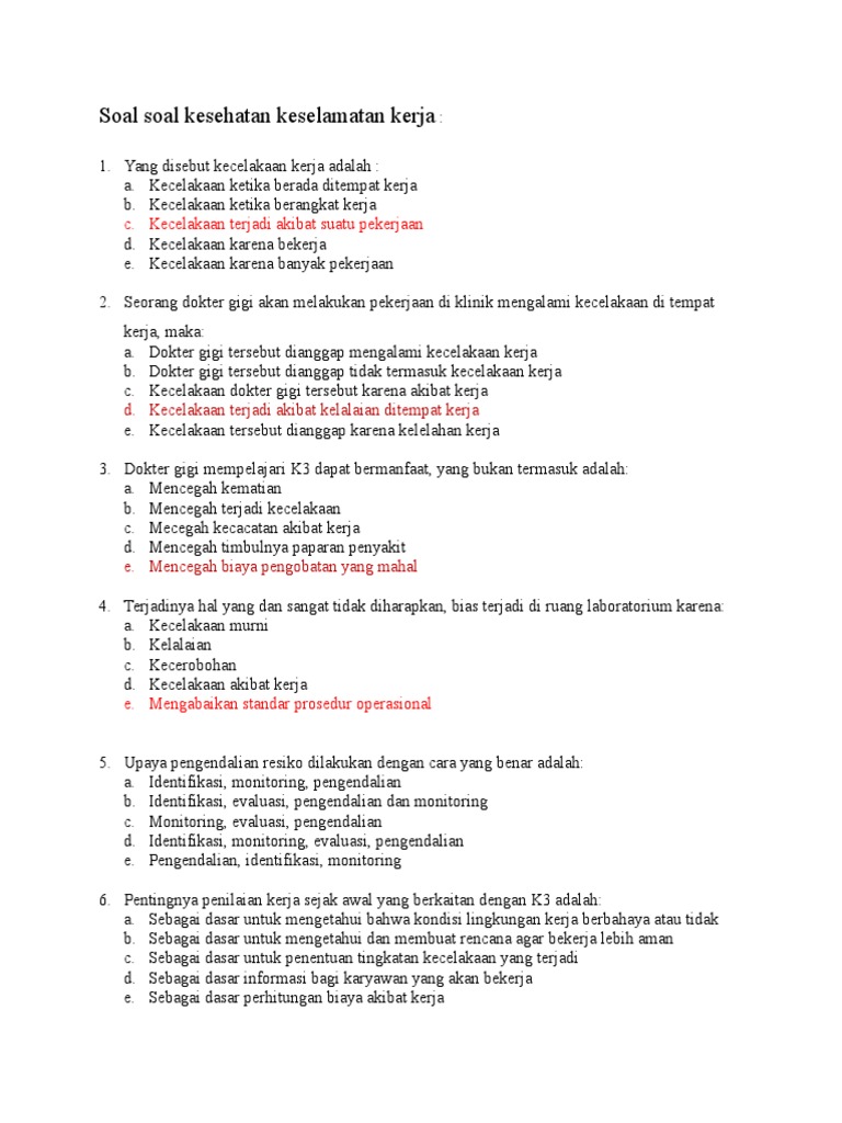 Soal Dan Jawaban Keselamatan Kerja Di Laboratorium Goreng