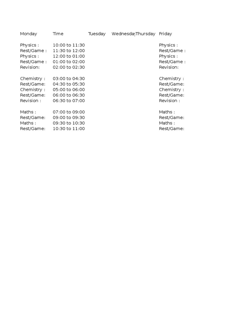 Time Table | PDF