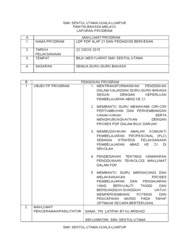 Format Laporan Ladap/ LDP | PDF