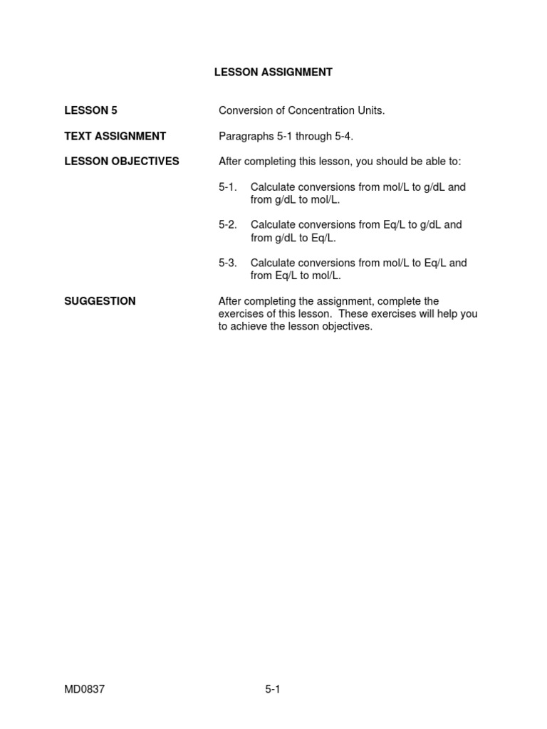 Conversion of Concentration Units | PDF | Molar Concentration | Mole (Unit)