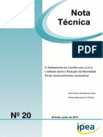 Nota Técnica, 2015, Junho, Número 20, Disoc - O Adolescente Em Conflito Com a Lei e o Debate Sobre a Redução Da Maioridade Penal.. Esclarecimentos Necessários