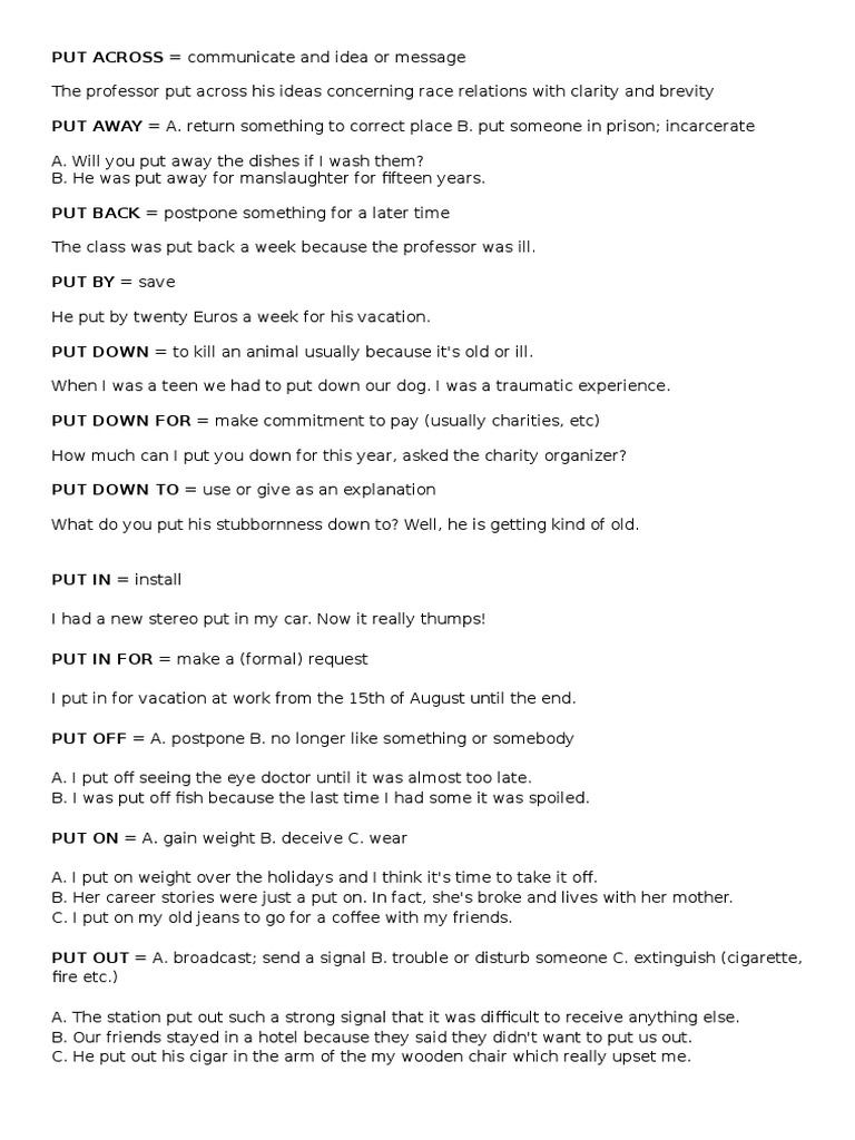 Phrasal Verbs Put Bring Set | PDF
