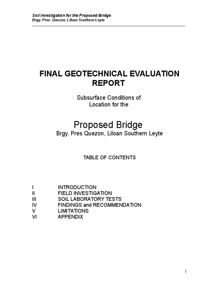 Geotechnical Report for Liloan Bridge | PDF | Geotechnical Engineering ...