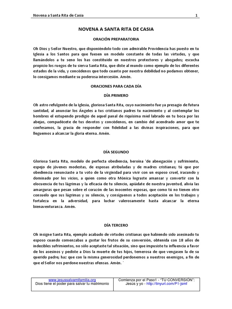 Novena A Santa Rita Oracion Gracia Divina