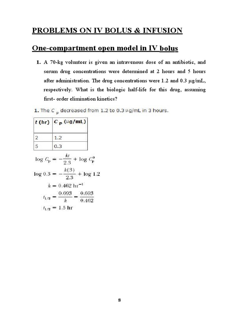 IV Bolus and Infusion Pharmacokinetics | PDF | Pharmacokinetics ...