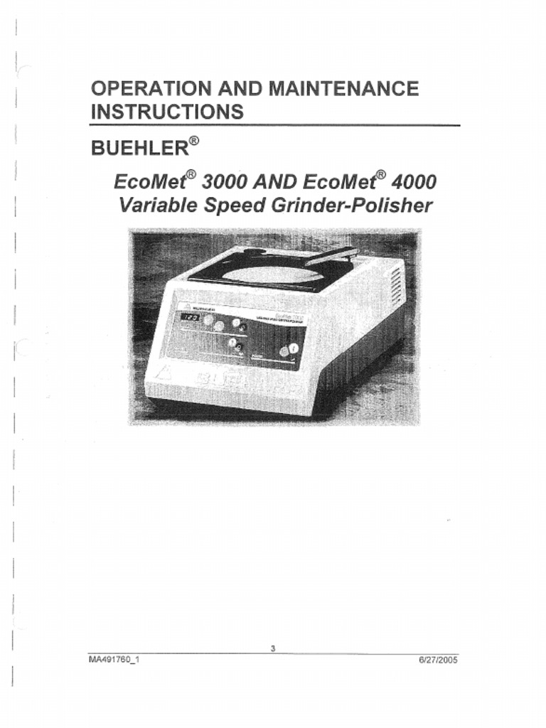 Buehler Ecomet 3000 | PDF