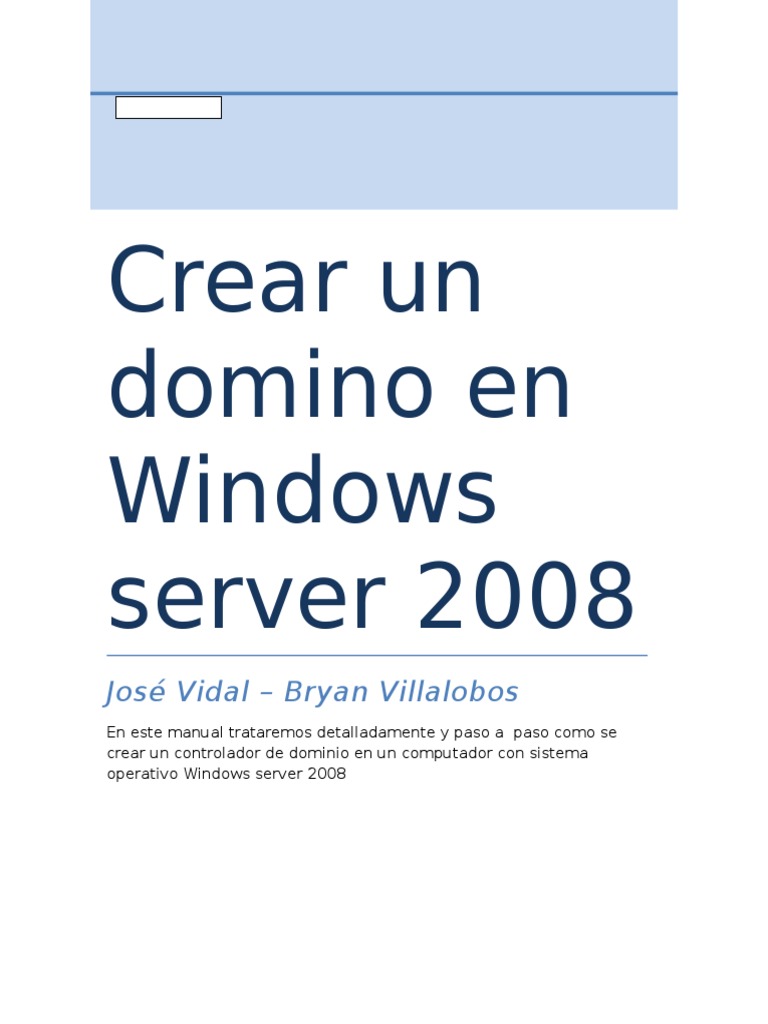 Crear Dominio en Windows Server 2008 | PDF | Directorio Activo ...