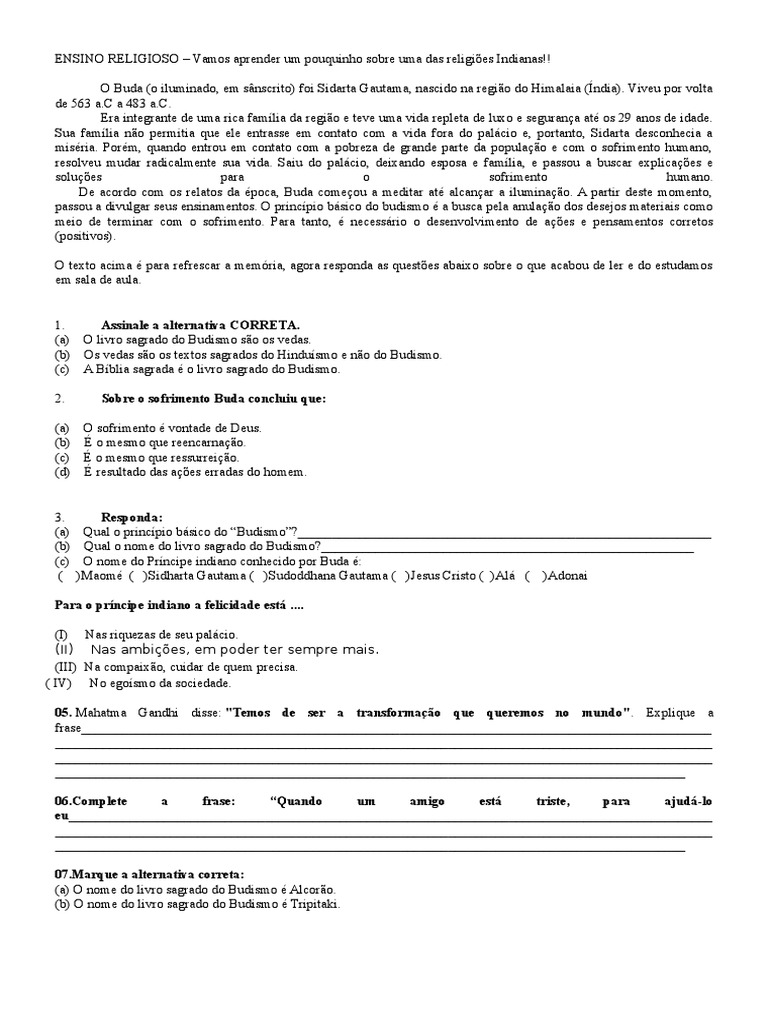 Ensino Religioso 6 Ano | PDF