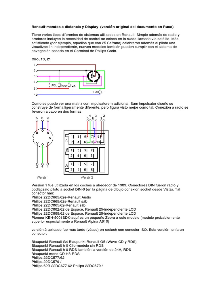 Mk 132 Renaultpinoutclock | Renault | Conector Elétrico