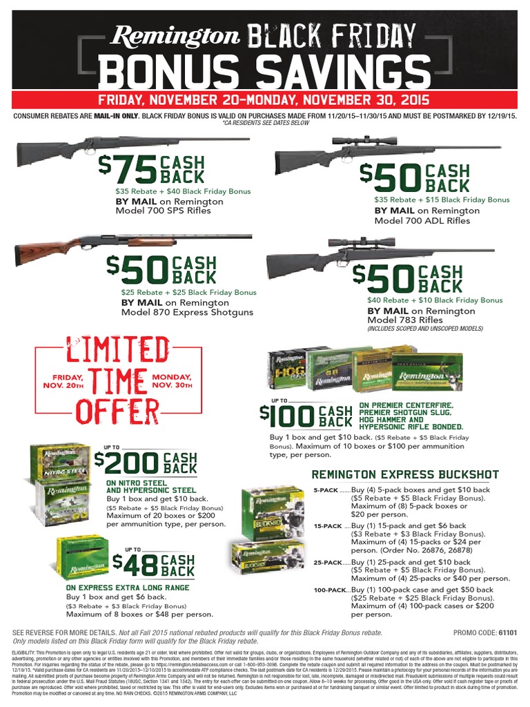 Black Friday Remington Rebate Marketing Coupon