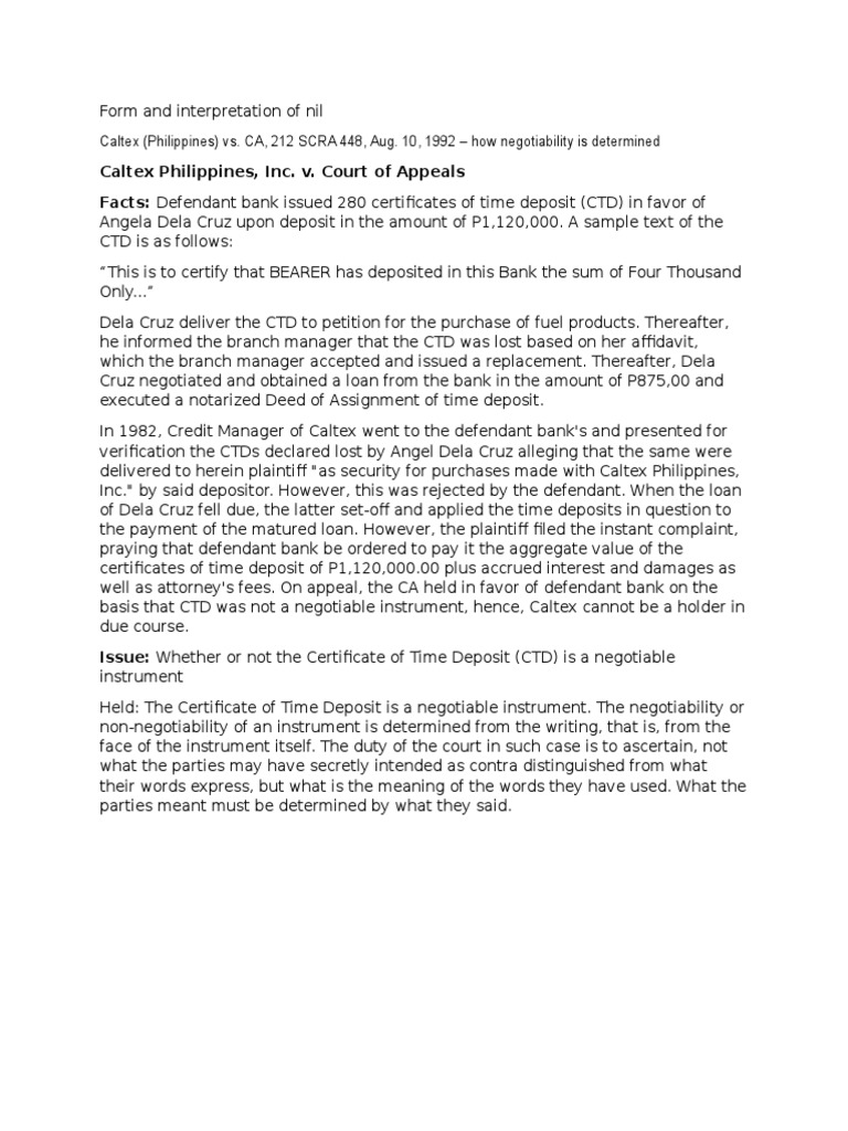 Analysis of Key Cases on Negotiable Instruments Law Determining