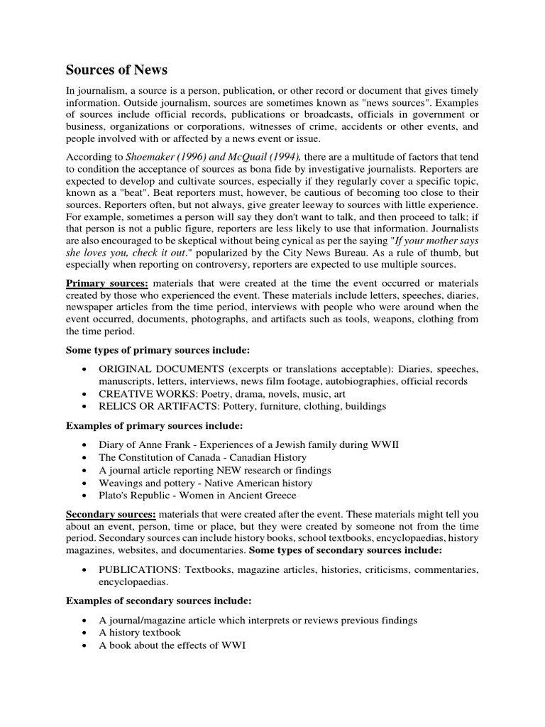 TYPES OF SOURCES EXPLAINED intelligence overview