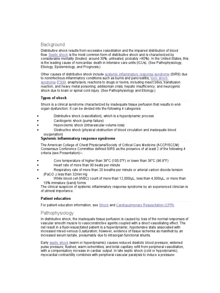 Distributive Shock | PDF | Shock (Circulatory) | Sepsis