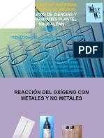 Reacción Del Oxígeno Con Metales y No Metales