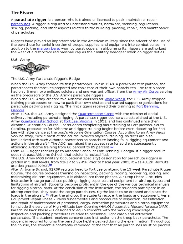 The Rigger | PDF | Military Organization | Falling