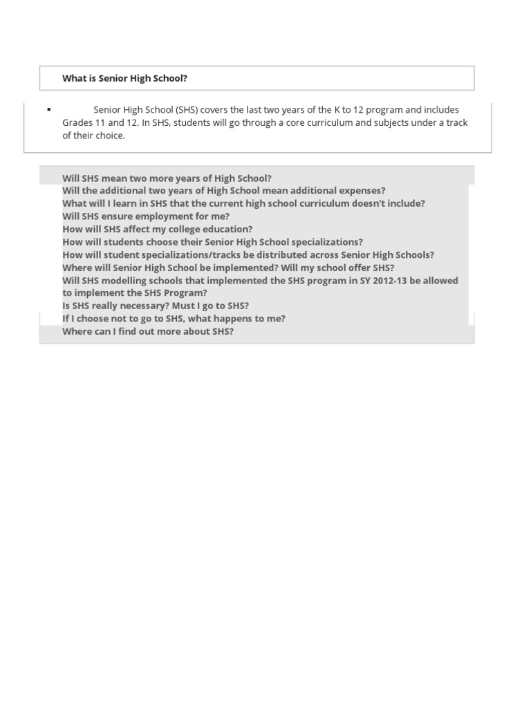 What Is Senior High School | PDF