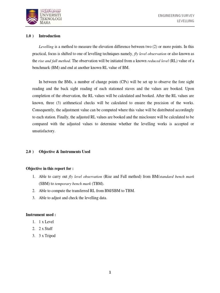 Report Levelling Accuracy And Precision Surveying